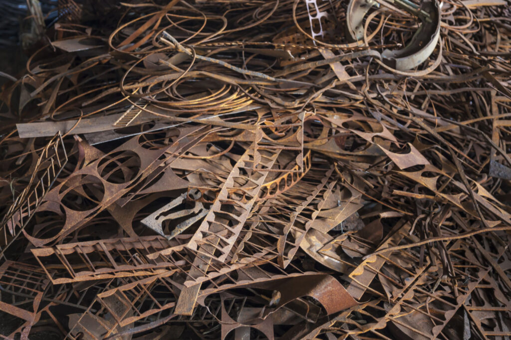 A pile of rusty scrap metal